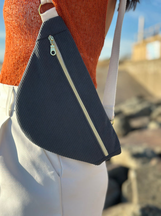 Sac banane velours Marine