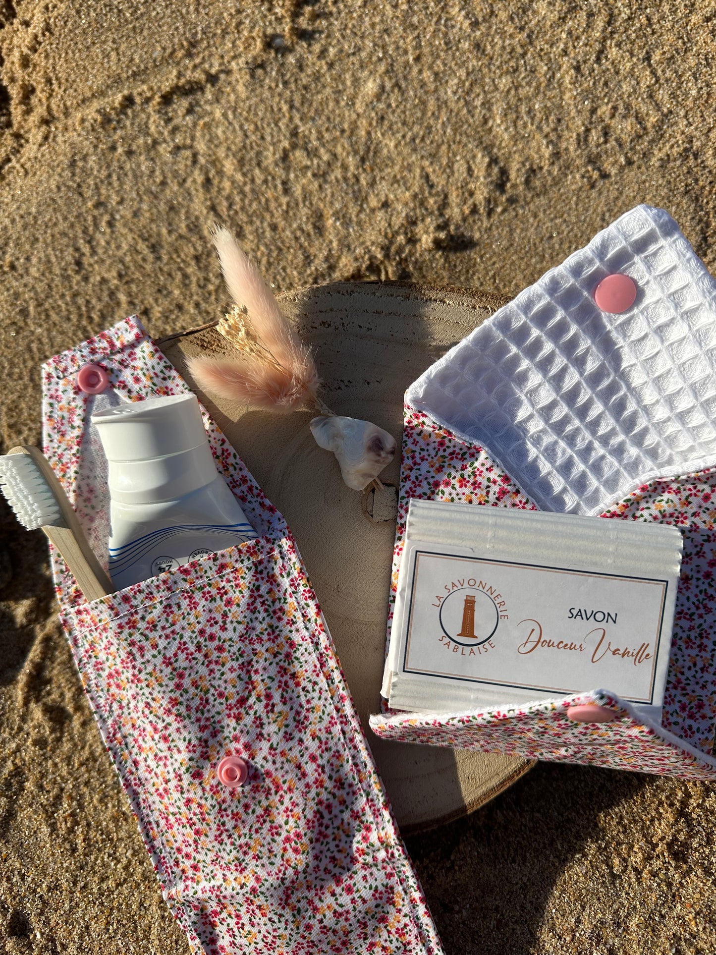 Coffret voyage étui et pochette à savon Célestine